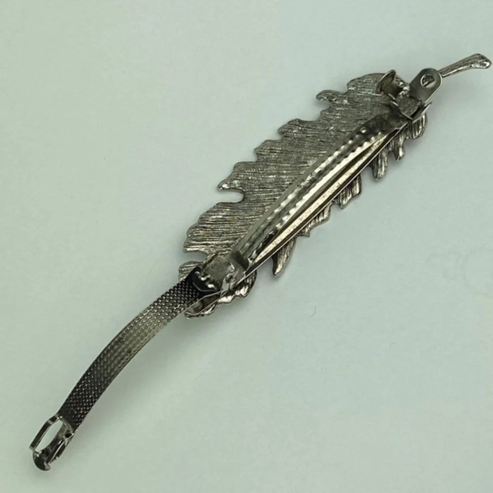 Feather Metal Hair Clip Silver‎ Tone Boho